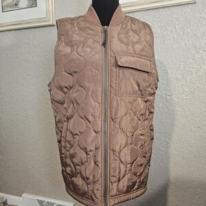 Edgar Ash Quilted Vest Mens S Brown Full‎ Zip Utility Pocket Casual Layering
